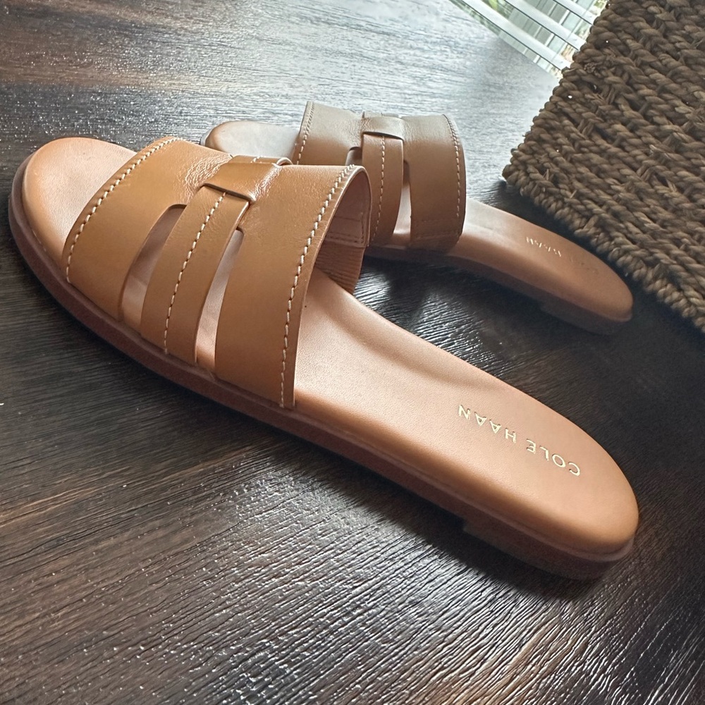 Cole Haan Women’s Cognac Leather Slide Sandals